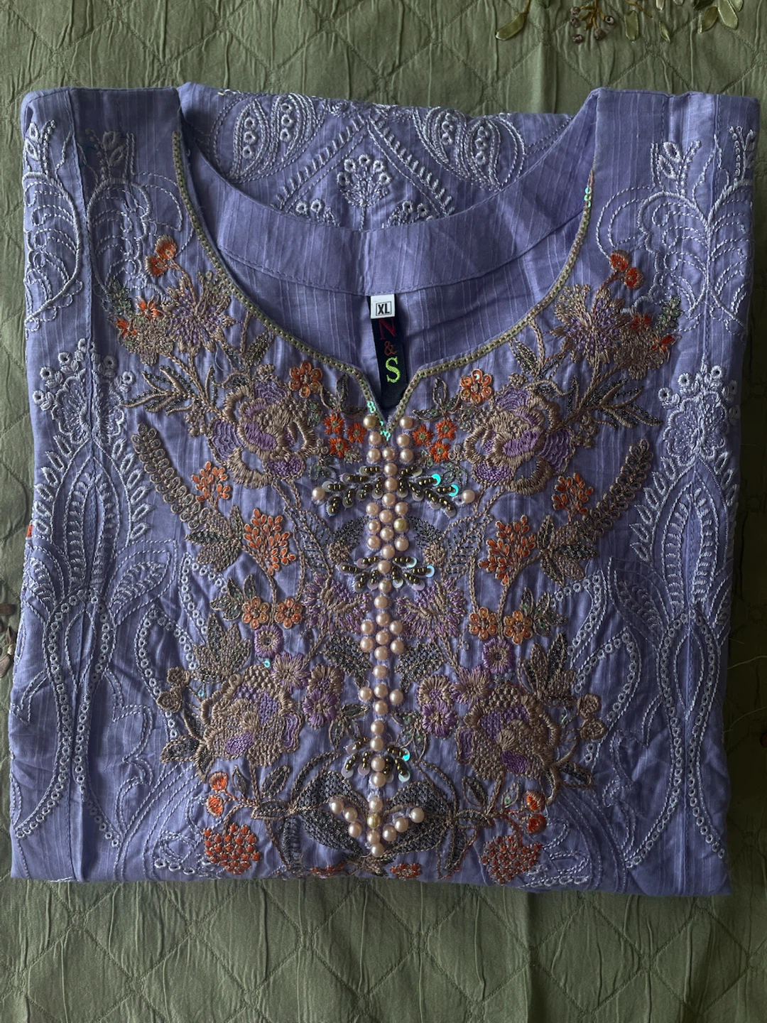 Lilac Embroidered 3-Piece Shalwar Kameez Set - photo 4