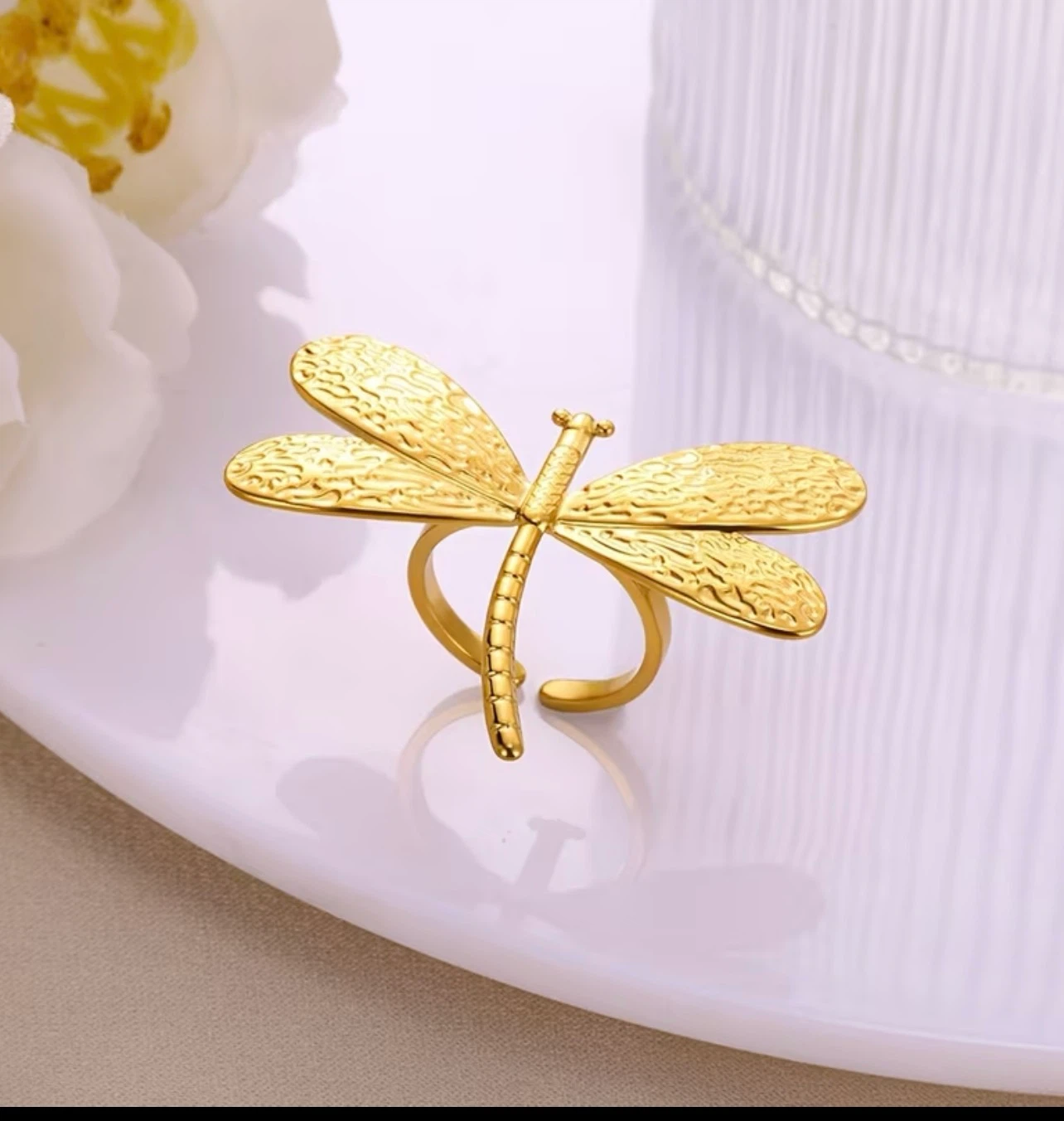 18k gold plated stainless steel ring - photo 4