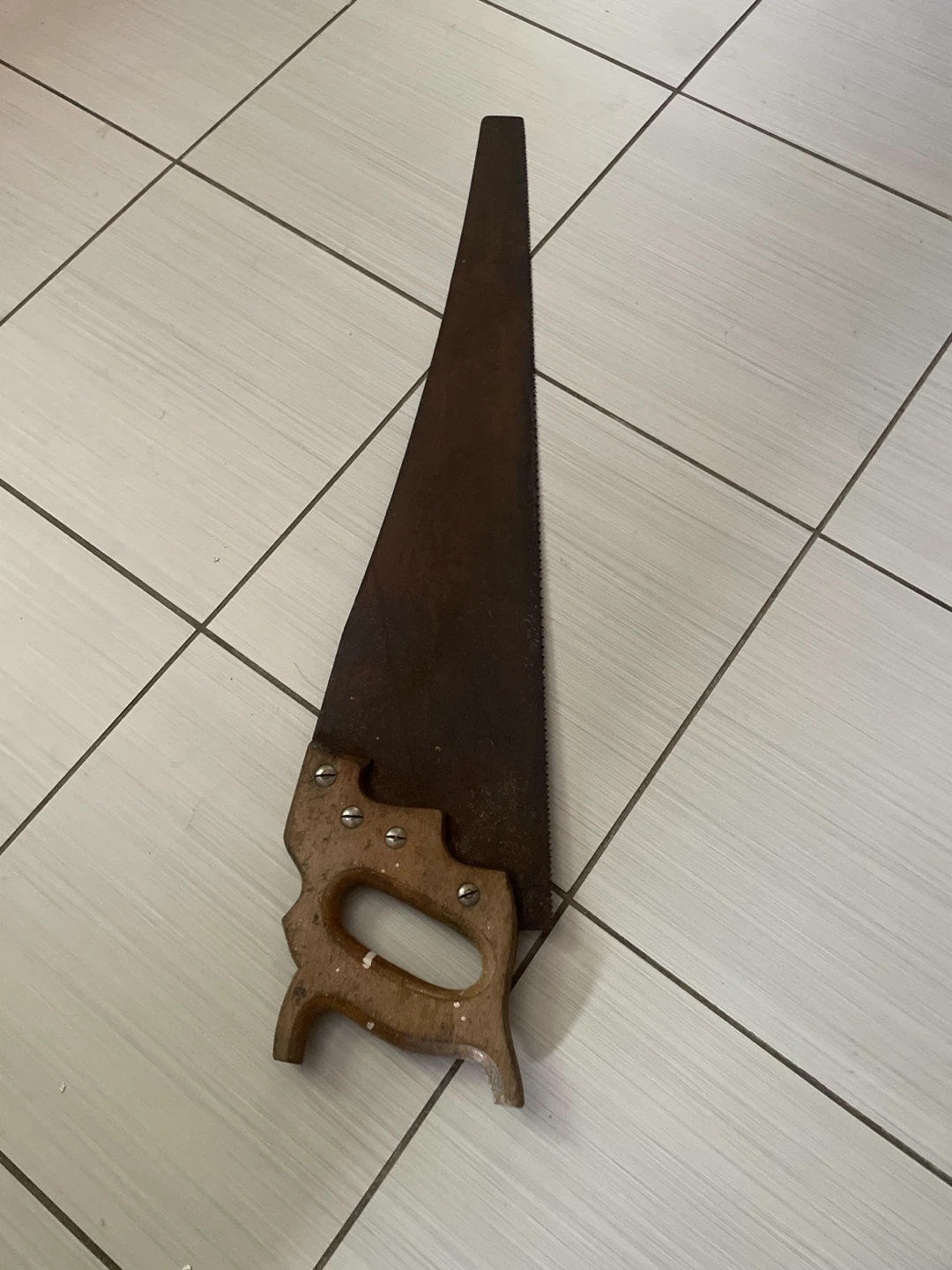 Vintage Hand Saw with Wooden Handle