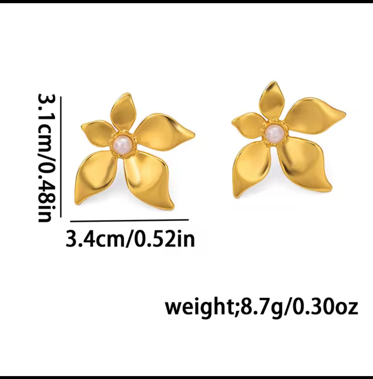 18k gold plated stainless steel earrings - photo 2