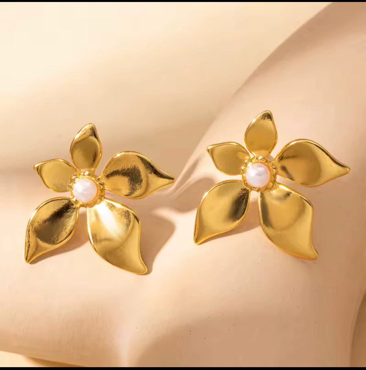 18k gold plated stainless steel earrings - photo 3