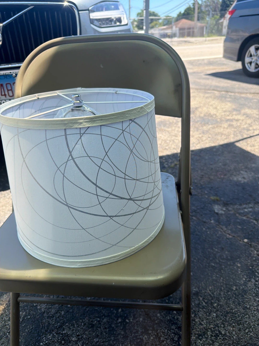 Set of 2 White Lamp Shade with Geometric Pattern