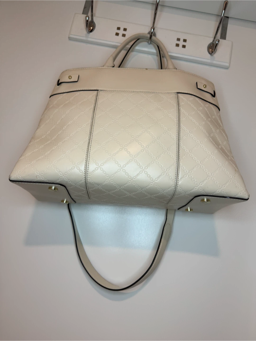 Michael Kors Large Embossed Satchel Tote Crossbody Bag Gold Tone - photo 3