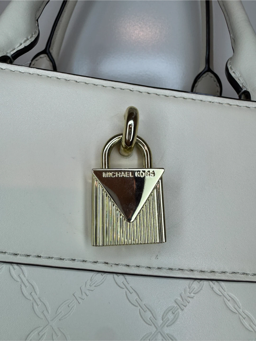 Michael Kors Large Embossed Satchel Tote Crossbody Bag Gold Tone - photo 4