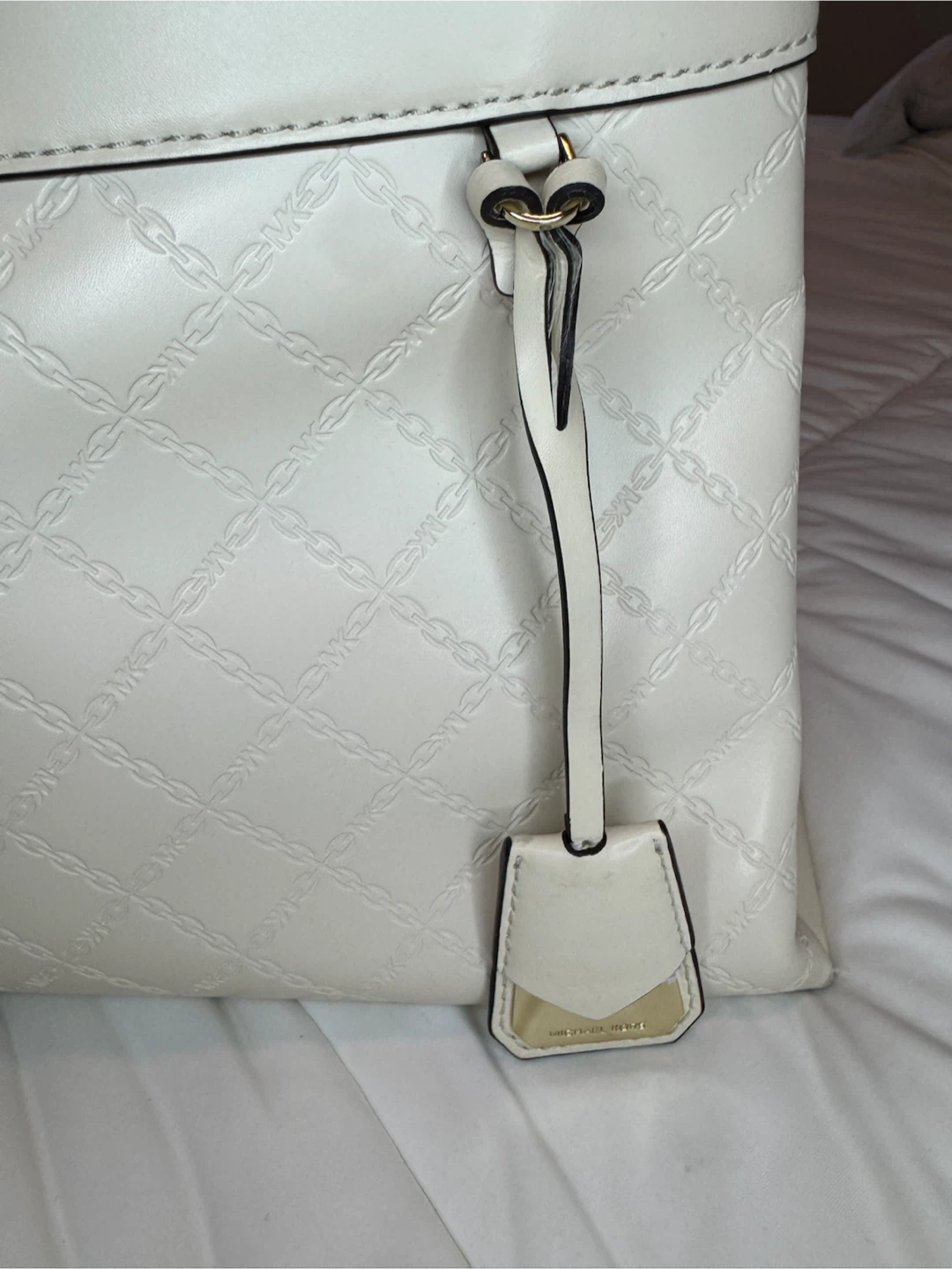 Michael Kors Large Embossed Satchel Tote Crossbody Bag Gold Tone - photo 5