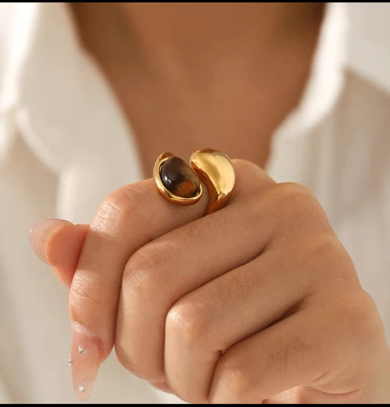 18k gold plated stainless steel ring - photo 5