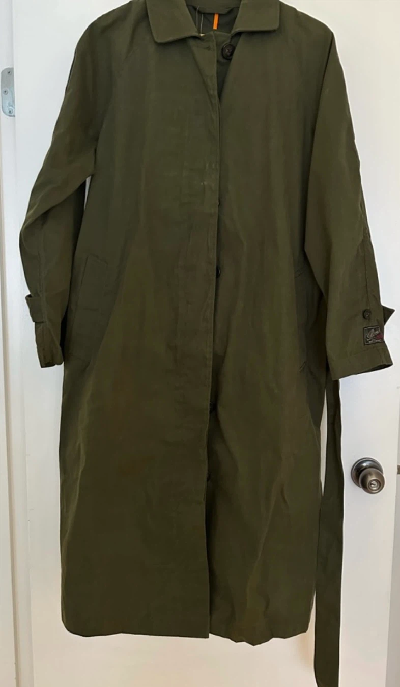 Relaxed Waxed Trench Coat Green