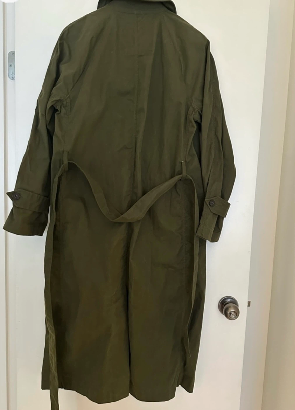 Relaxed Waxed Trench Coat Green - photo 4