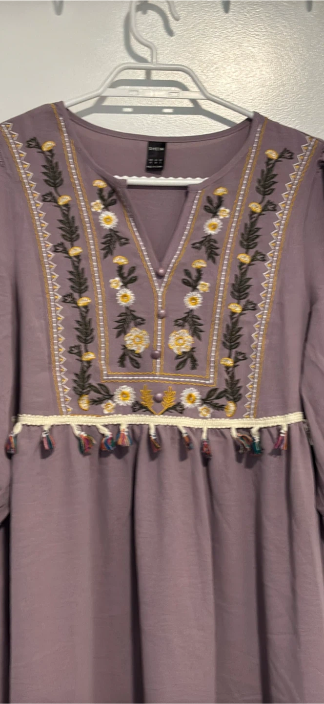 SHEIN Purple Embroidered Maxi Dress - photo 2