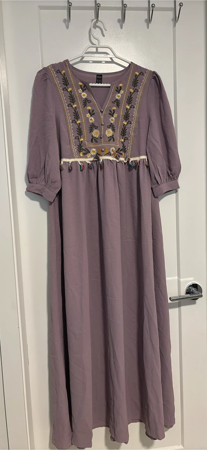 SHEIN Purple Embroidered Maxi Dress - photo 3