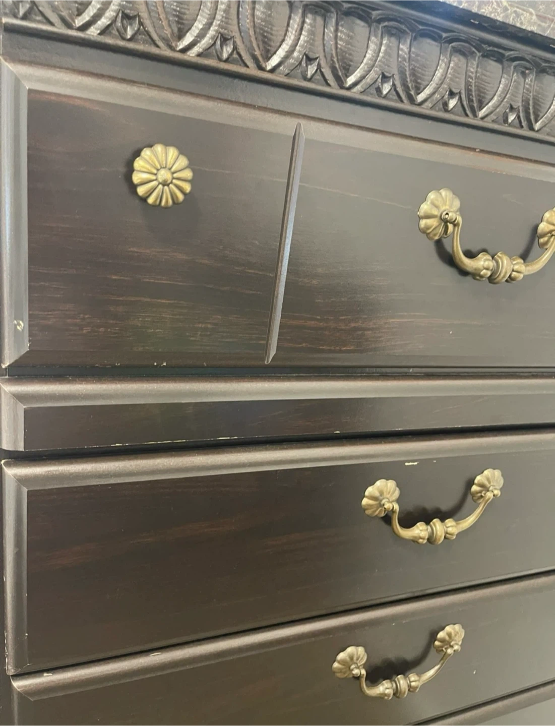 Dark Brown Dresser with Faux Marble Top - photo 3