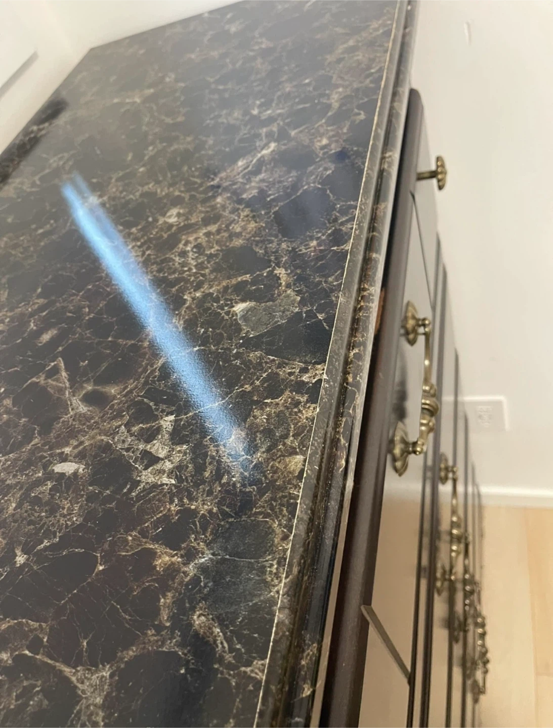 Dark Brown Dresser with Faux Marble Top - photo 5