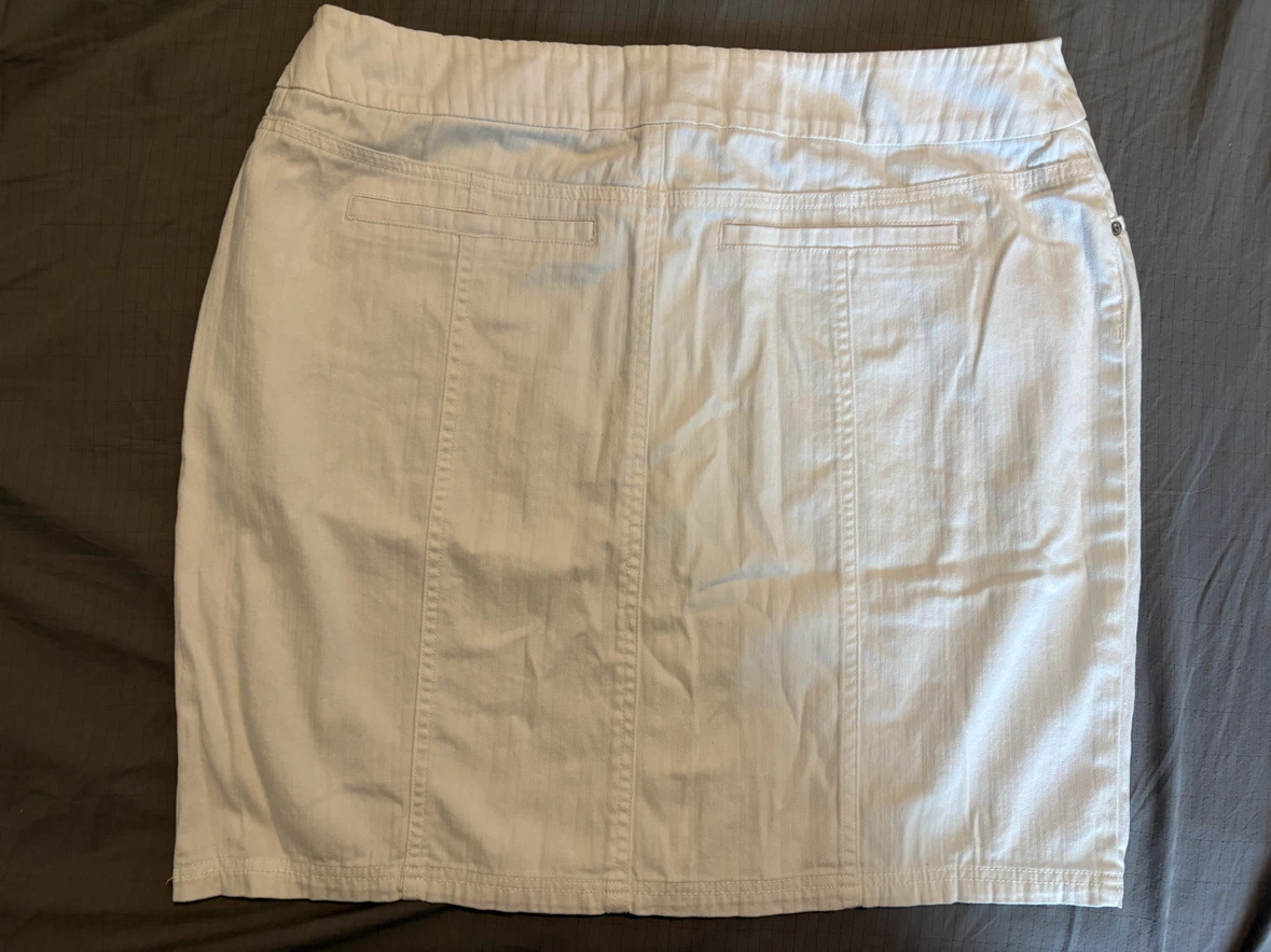 Reitmans Cotton White Jean Skirt Above Knee Size 11 - photo 3