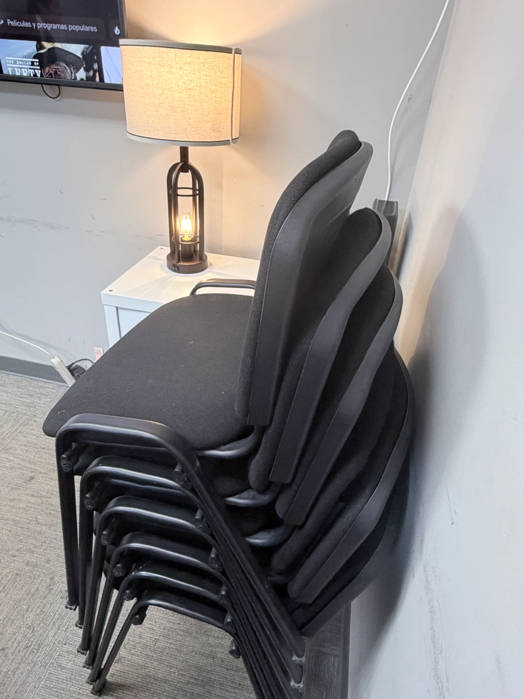 Stackable Black Office Chairs (Set of 15)
