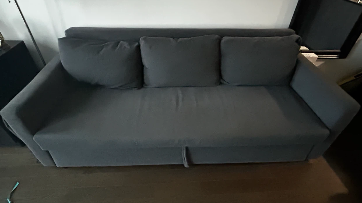 Ikea Grey Sofa Bed with 3 Cushions - photo 2