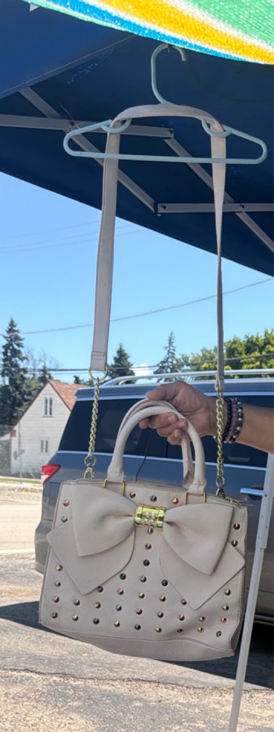 Betsey Johnson Satchel Purse with Bow and Studs