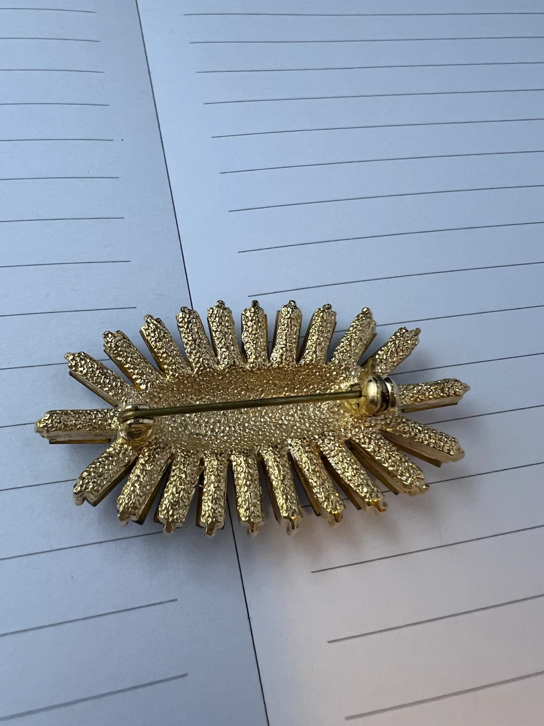 Vintage Style Blue Rhinestone Starburst Brooch - photo 2