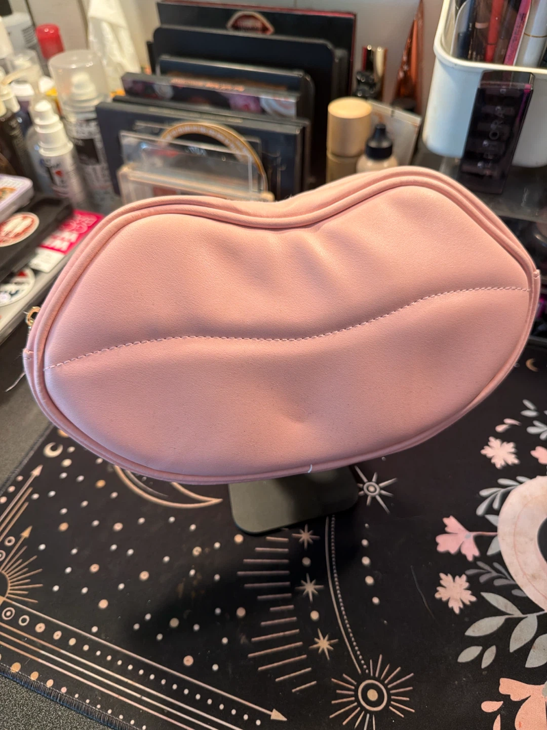Pink Lip Shaped Cosmetic Bag