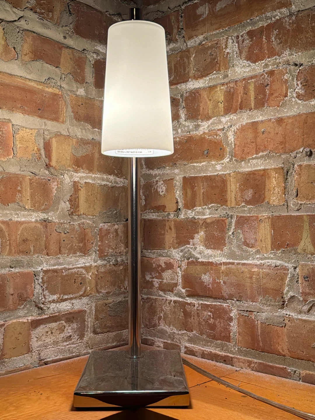 Modern Chrome Table Lamp with White Shade