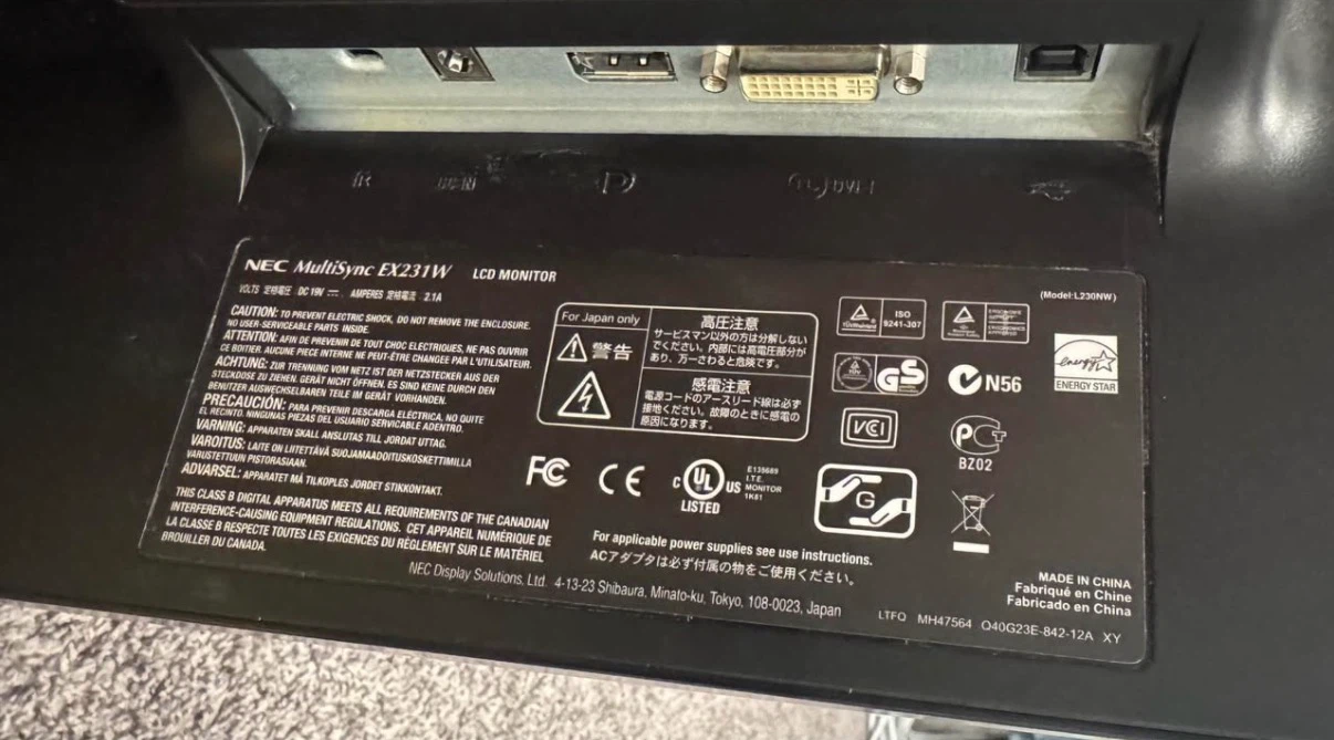 NEC MultiSync EX231W LCD Monitor - DisplayPort Cable Included! - photo 5
