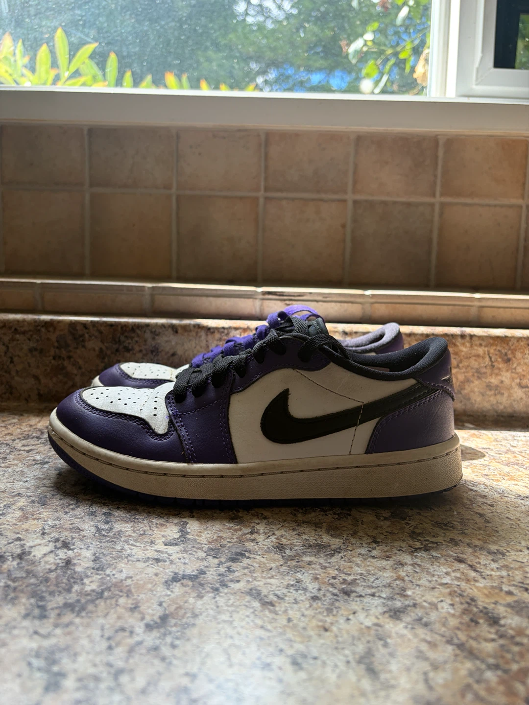 Air Jordan 1 Low Purple White Sneakers - photo 3