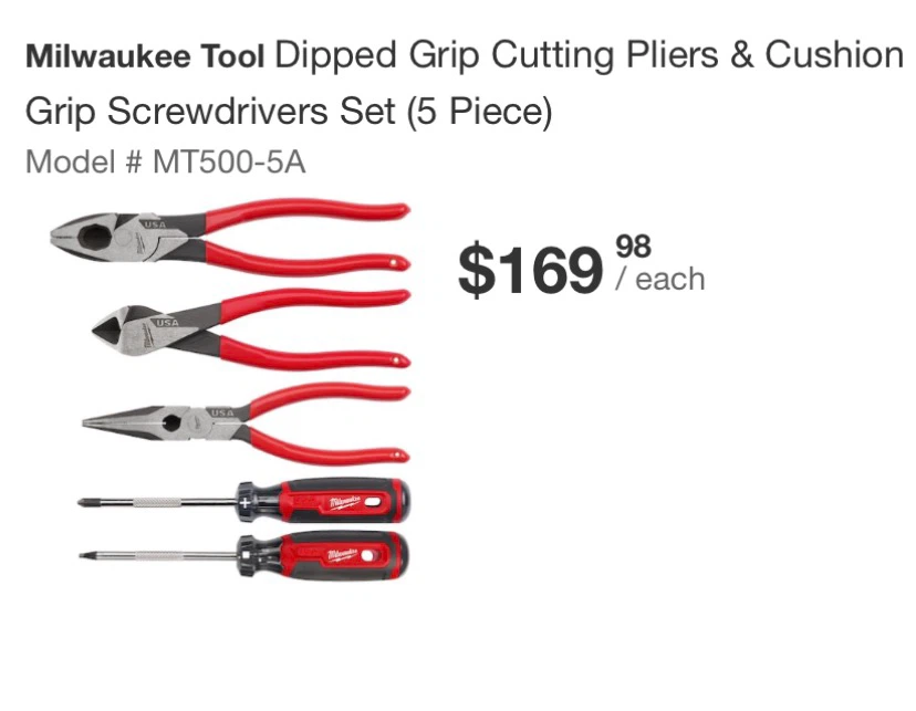 Milwaukee 5-Piece Pliers & Screwdriver Set