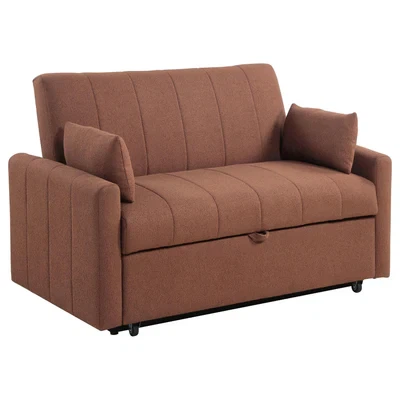 Brown Futon Sofa with Storage