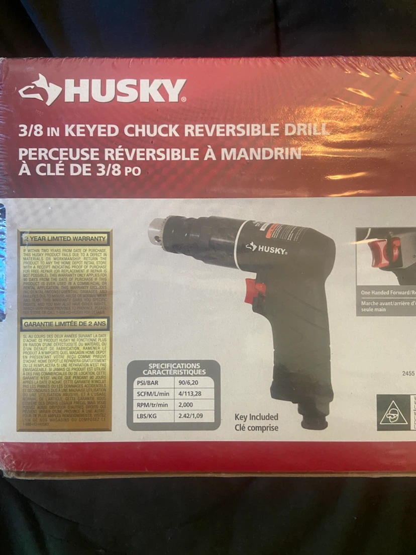 Husky 3/8" Keyed Chuck Reversible Drill