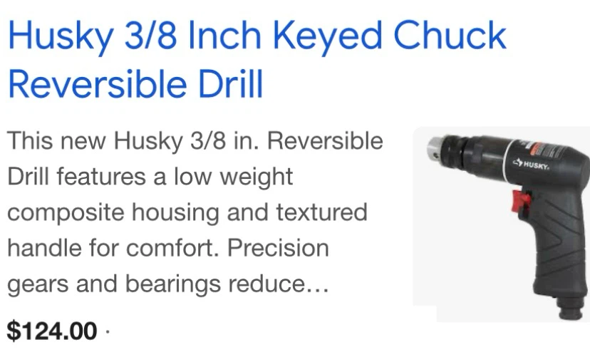 Husky 3/8" Keyed Chuck Reversible Drill - photo 2
