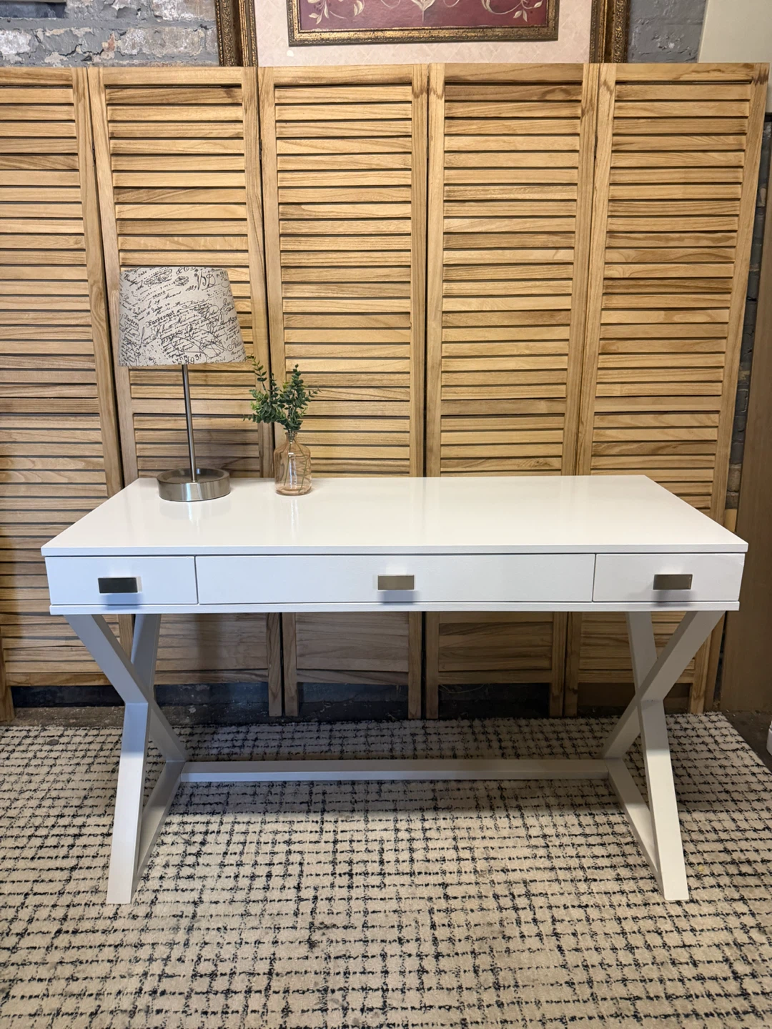 White Writing Desk with Drawers
