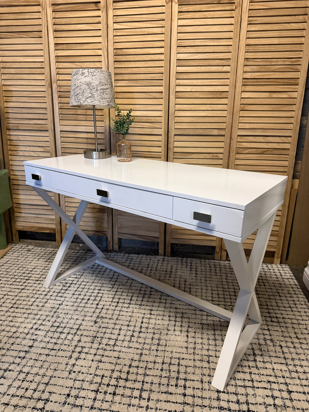 White Writing Desk with Drawers - photo 2