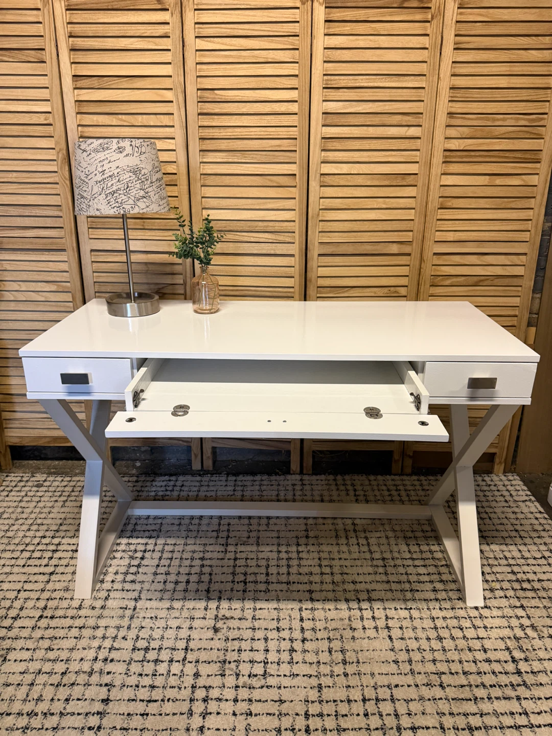 White Writing Desk with Drawers - photo 3