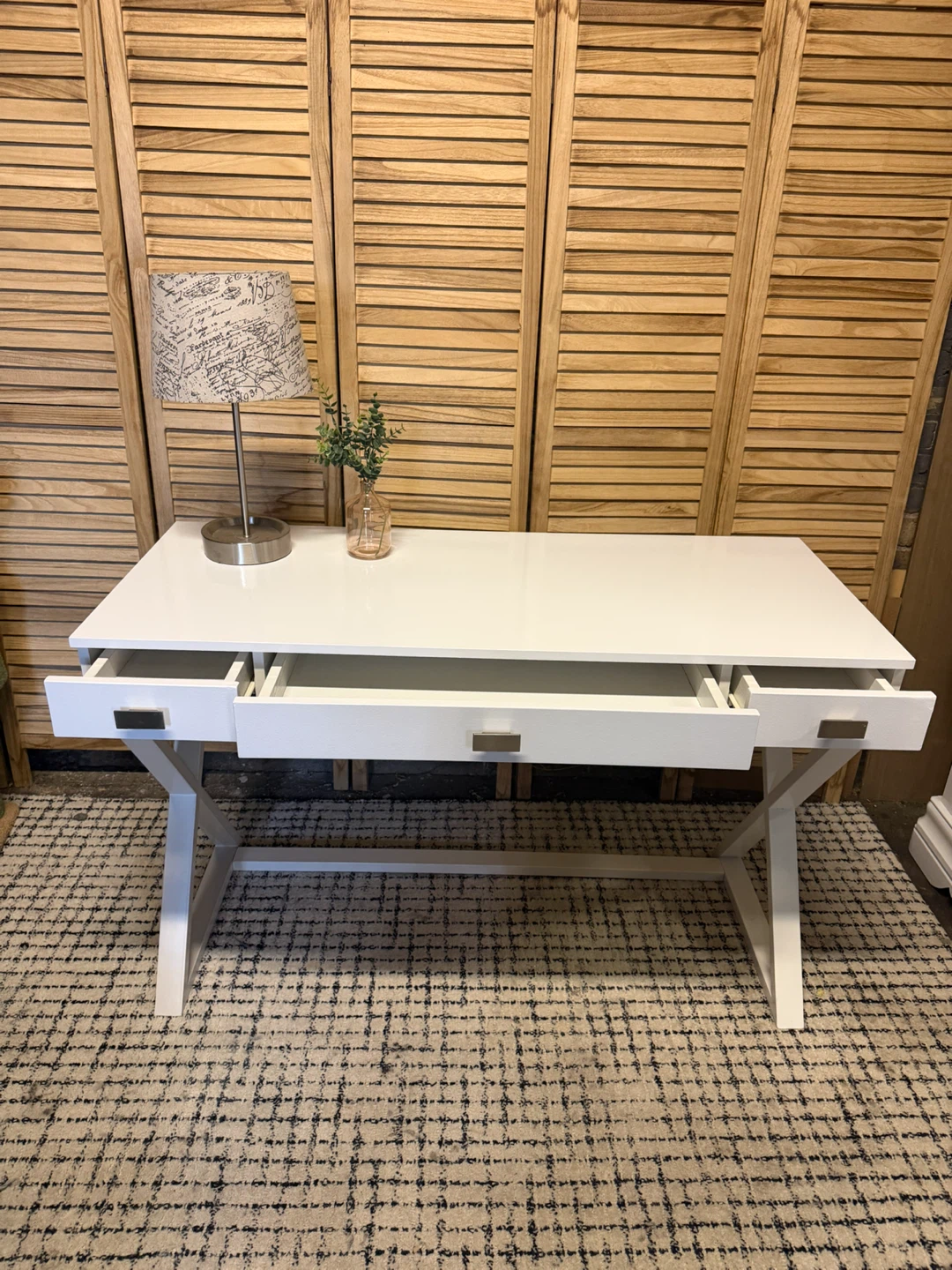 White Writing Desk with Drawers - photo 4