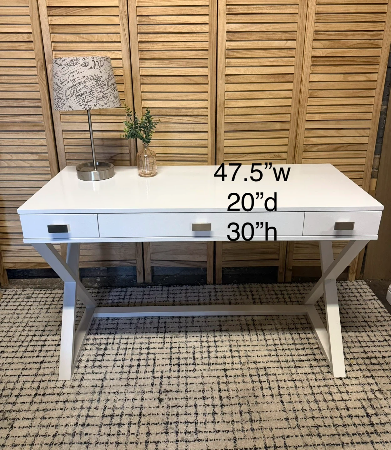 White Writing Desk with Drawers - photo 5