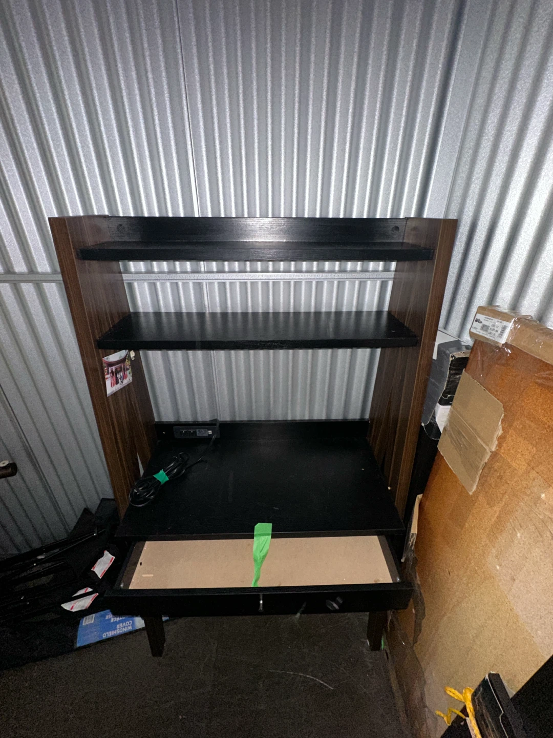 Wood Computer desk with husk and drawer