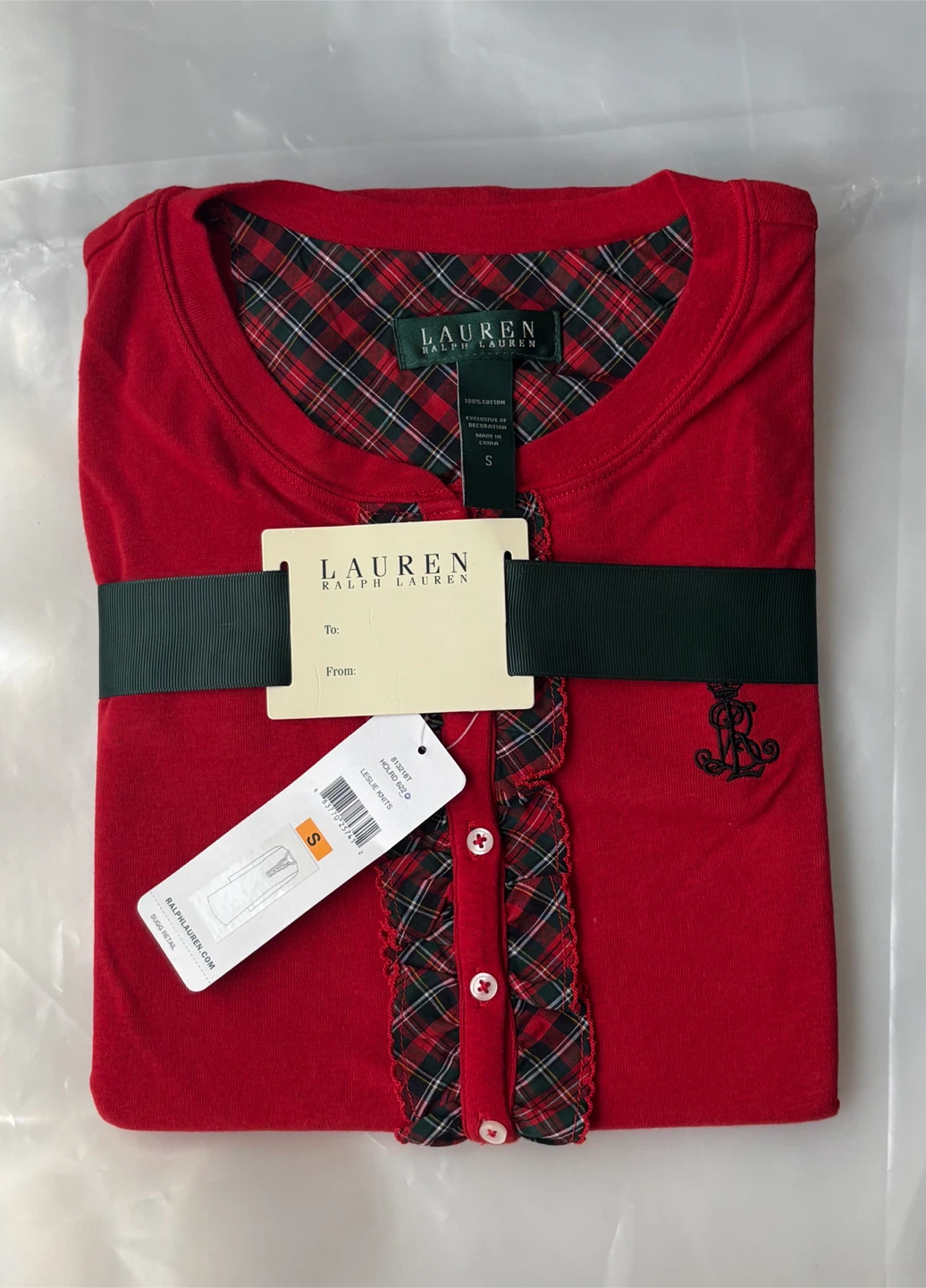 Lauren Ralph Lauren Women's Leslie Knits Nightgown Size S Red