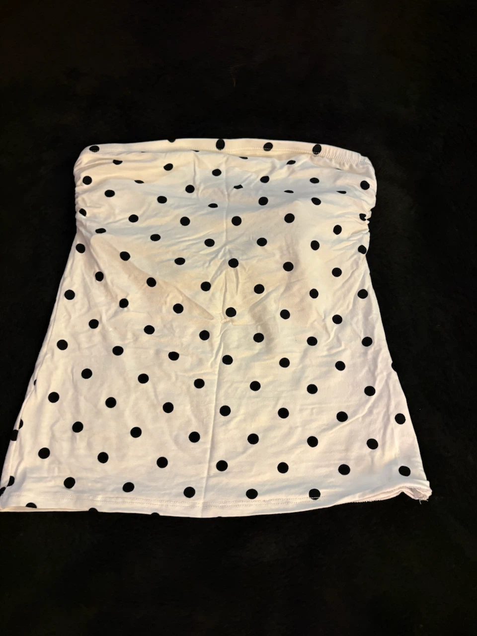 White Polka Dot Strapless Top