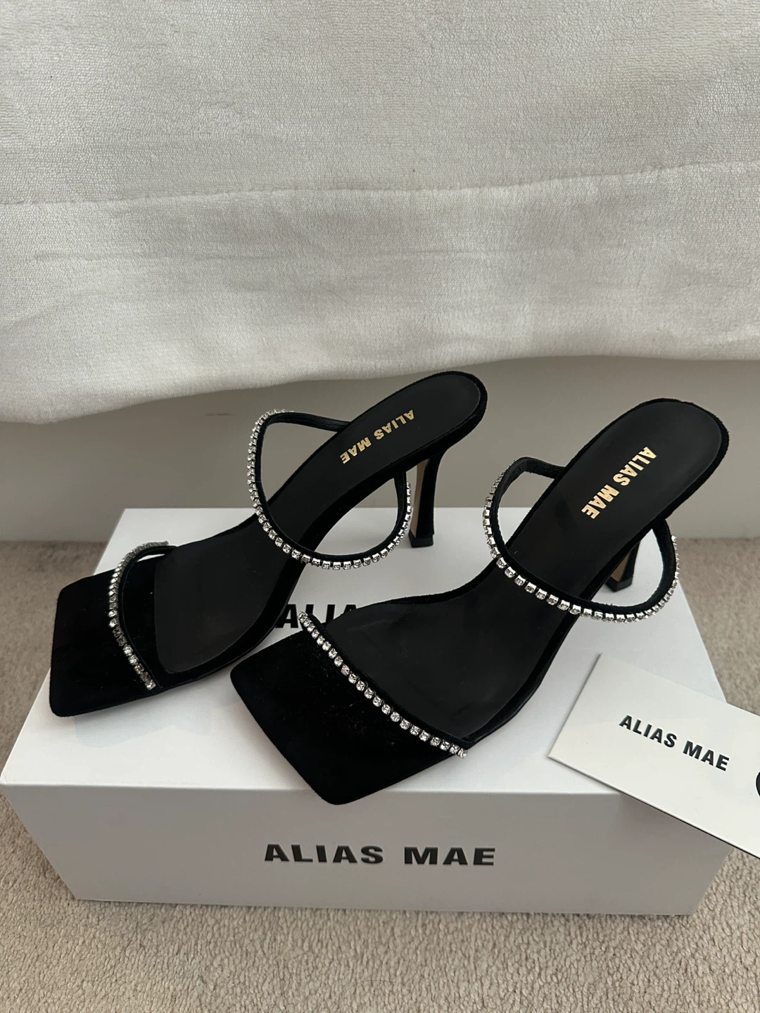 Alias Mae Black Suede Rhinestone Heeled Sandals - photo 4