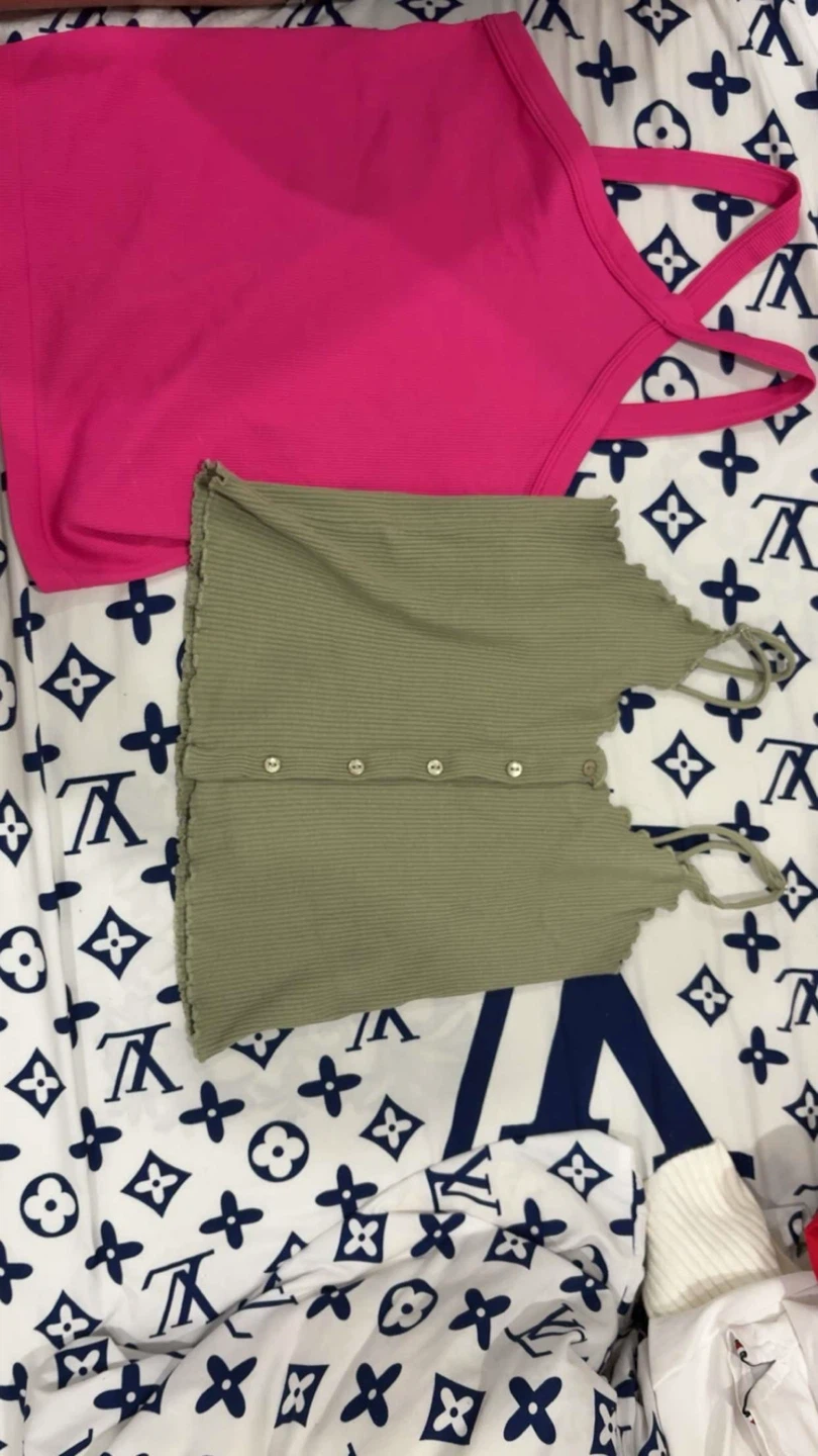 Pink & Olive Green Tank Tops