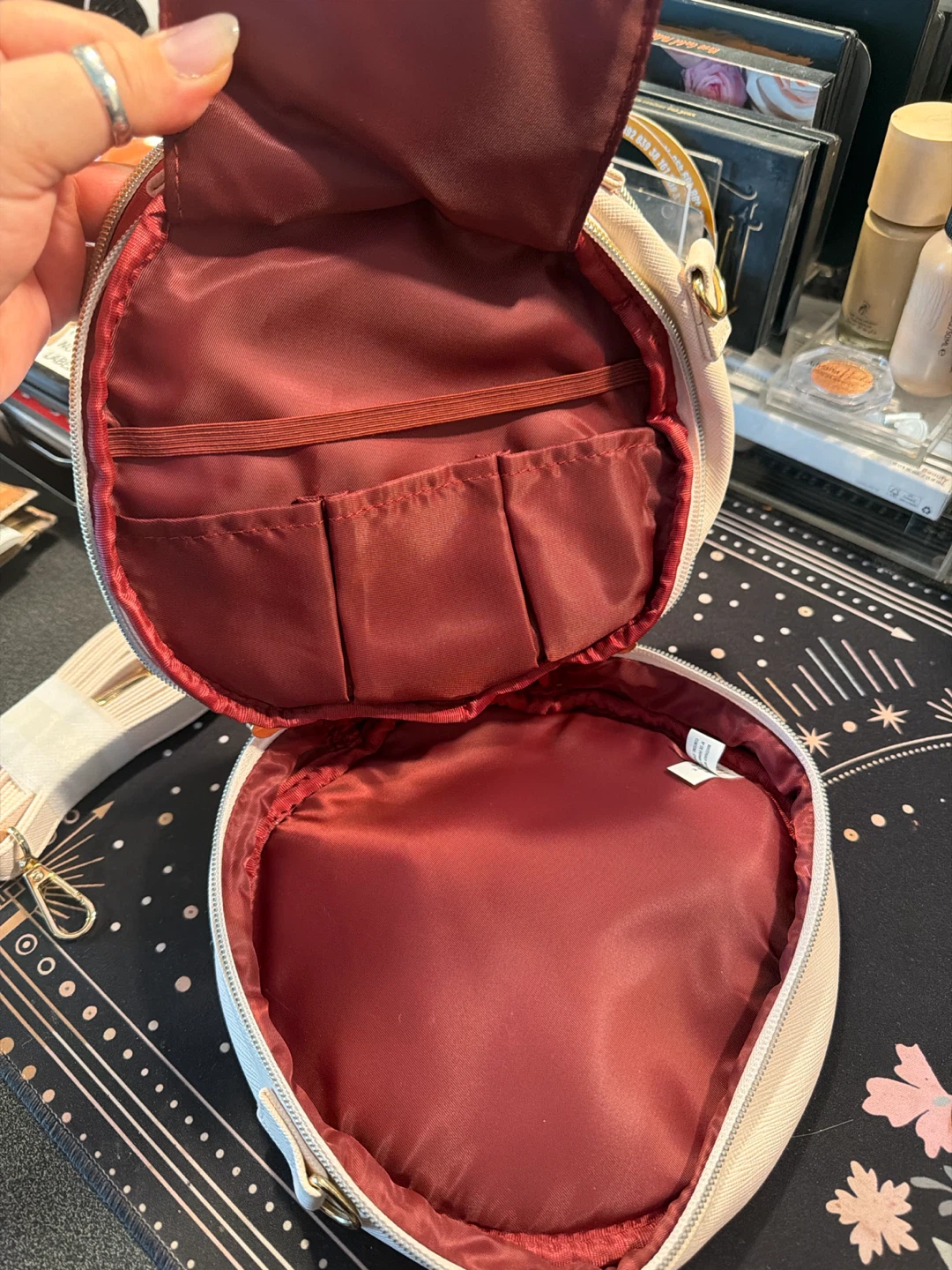 Rare Beauty Round Makeup Bag with Mirror and Strap - photo 4