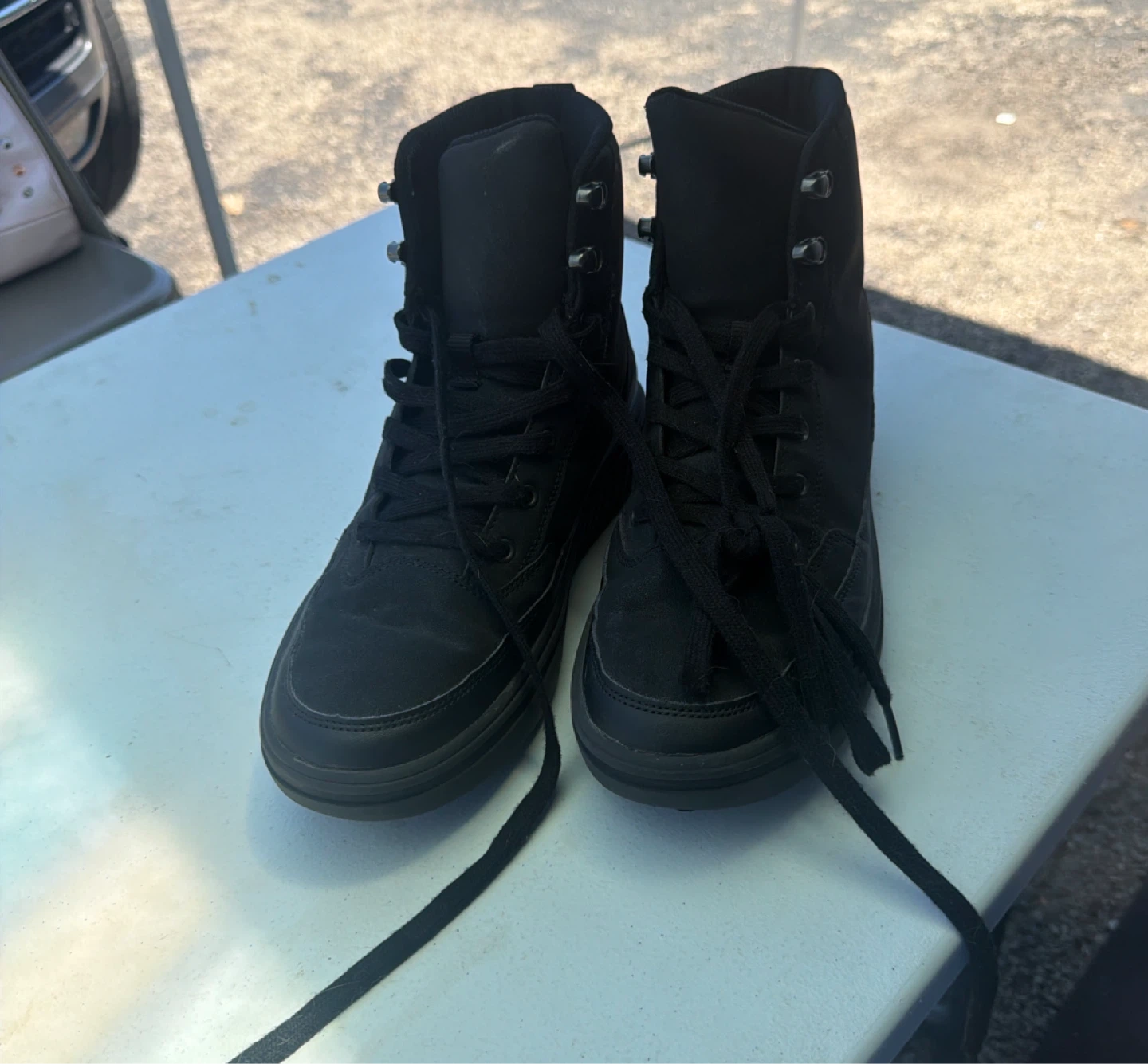 Black Lace-Up Boots Size 8