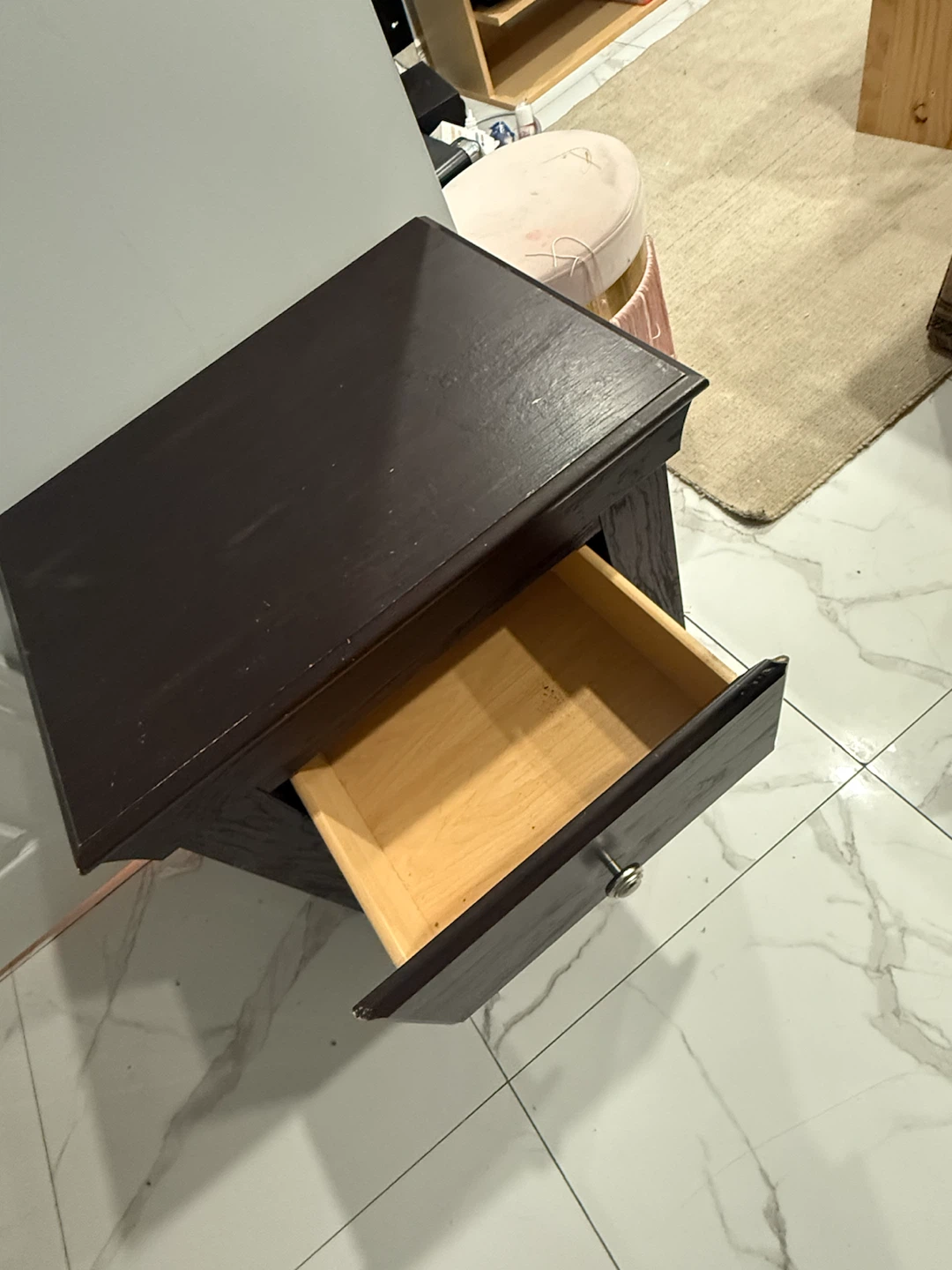 2-Piece Espresso Nightstand & Matching Wall Mirror Set - photo 3