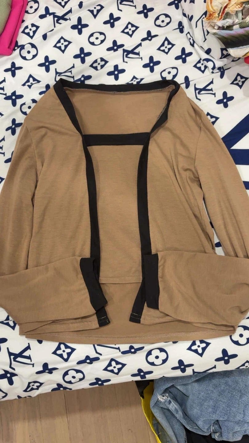 Brown Open-Front Cardigan