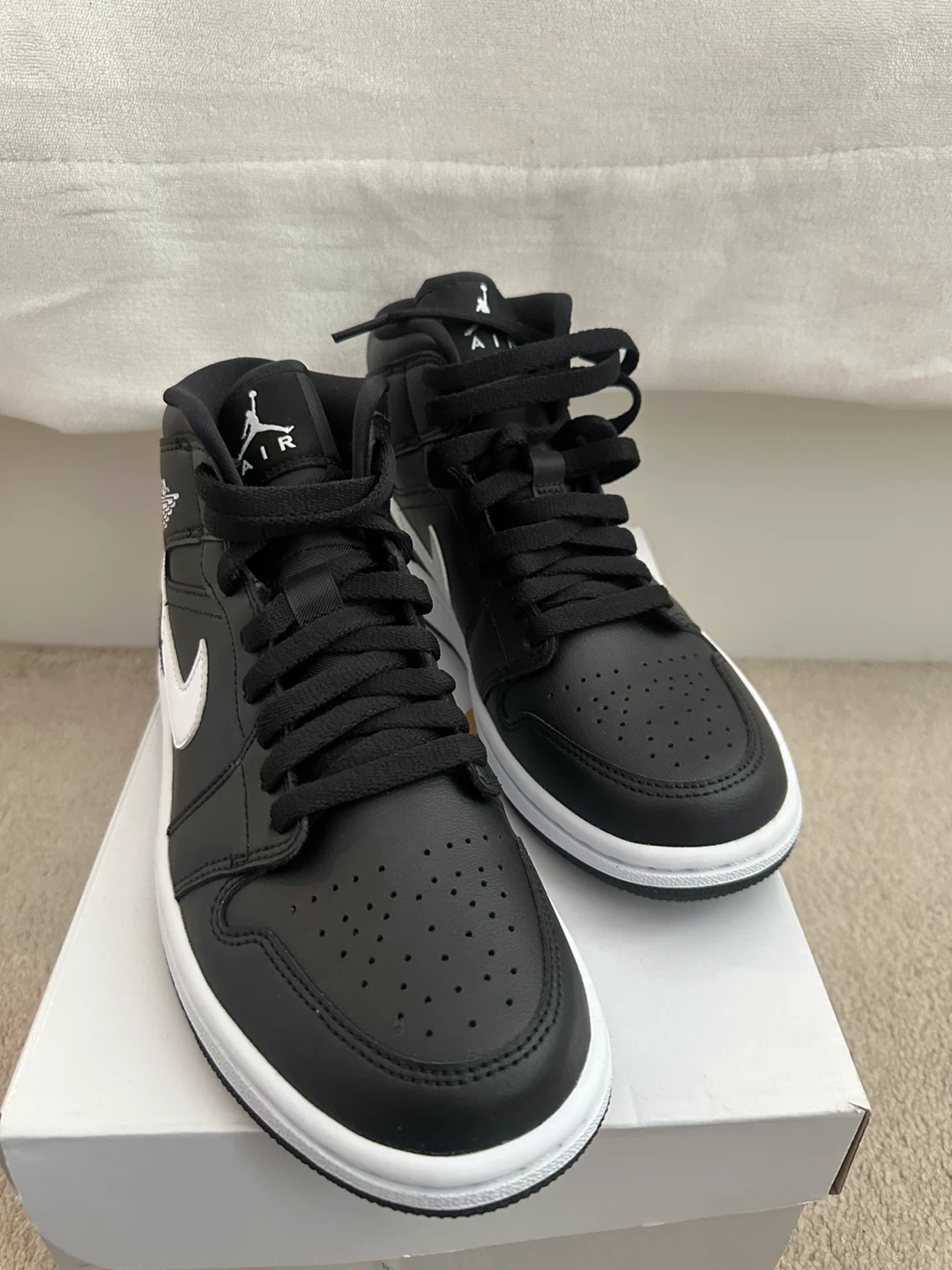 Air Jordan 1 Mid Black White Sneakers - photo 2