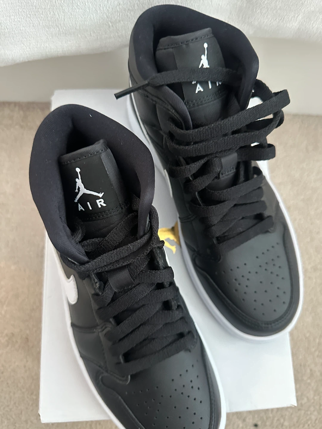 Air Jordan 1 Mid Black White Sneakers - photo 3