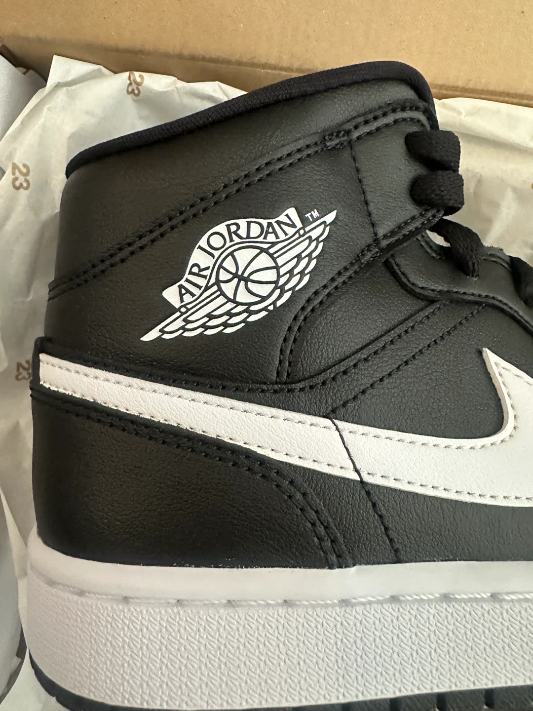 Air Jordan 1 Mid Black White Sneakers - photo 5