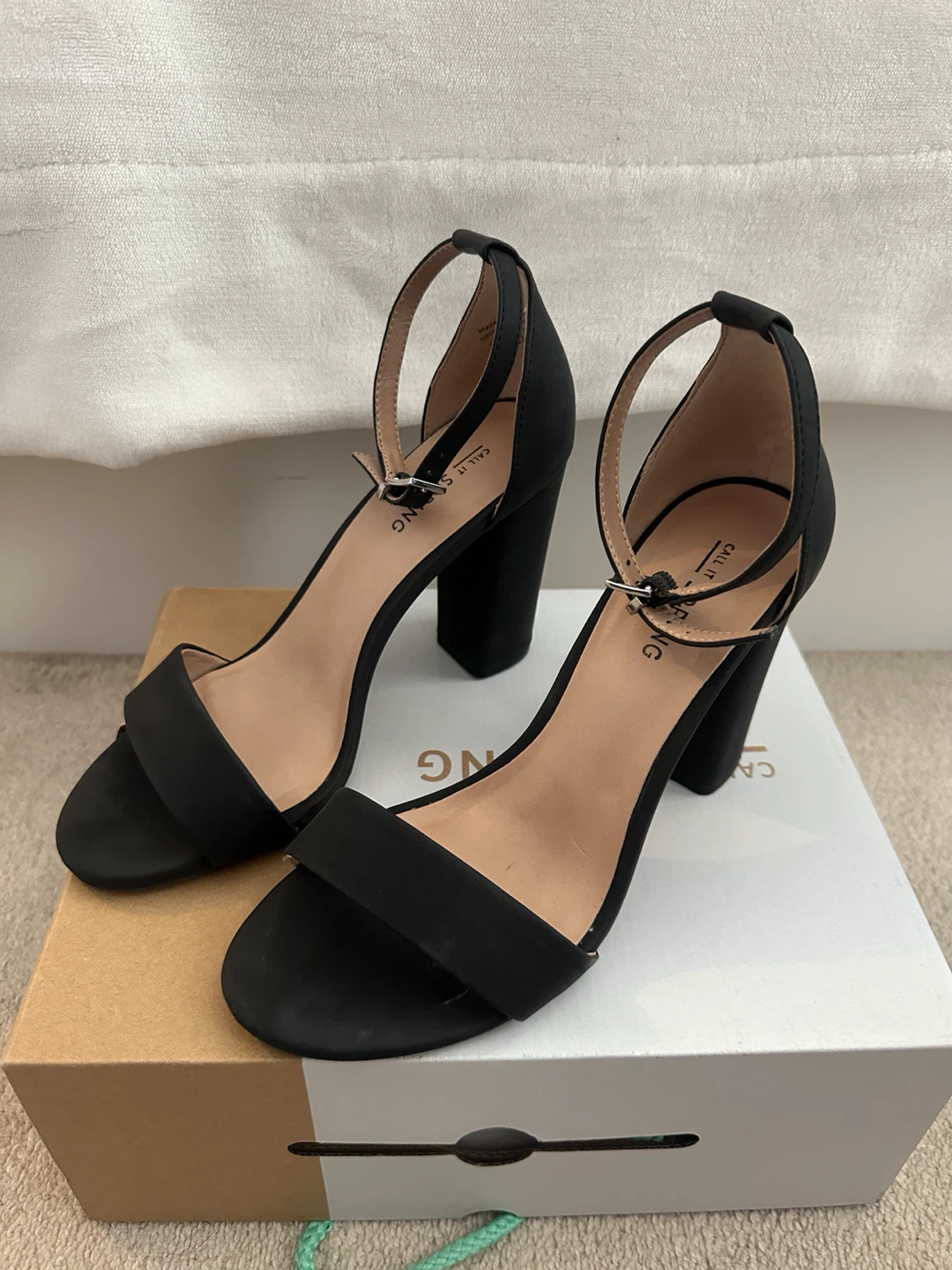 Call It Spring Black Block Heel Sandals
