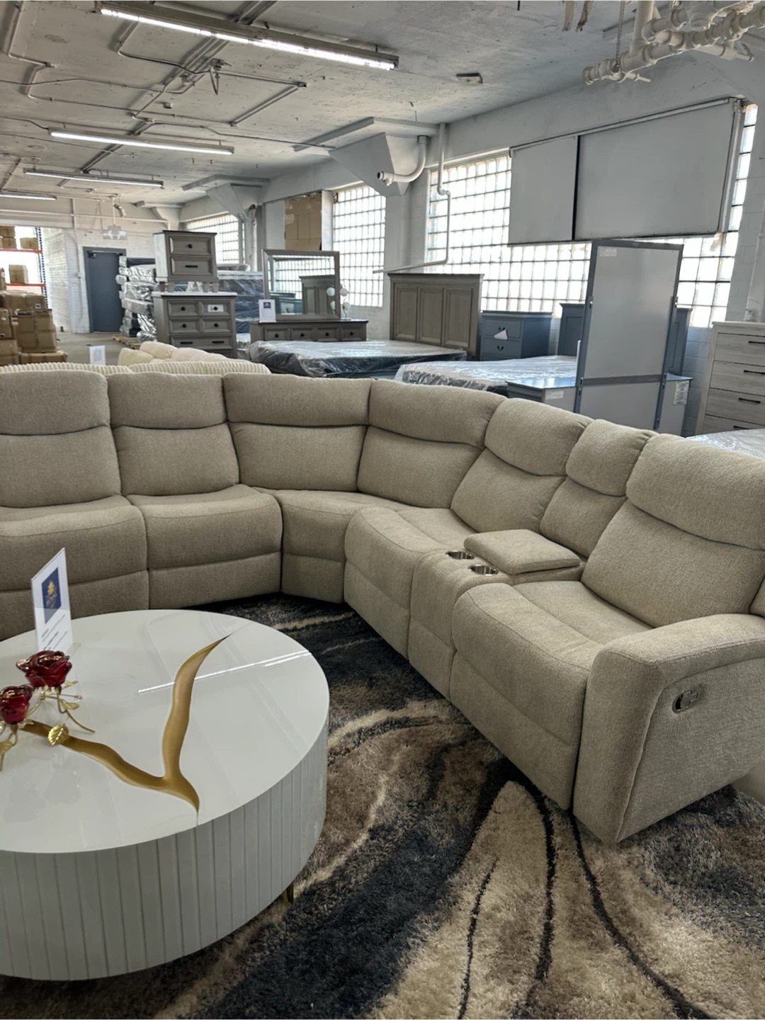Sectional Recliner Sofa with Cup Holders
