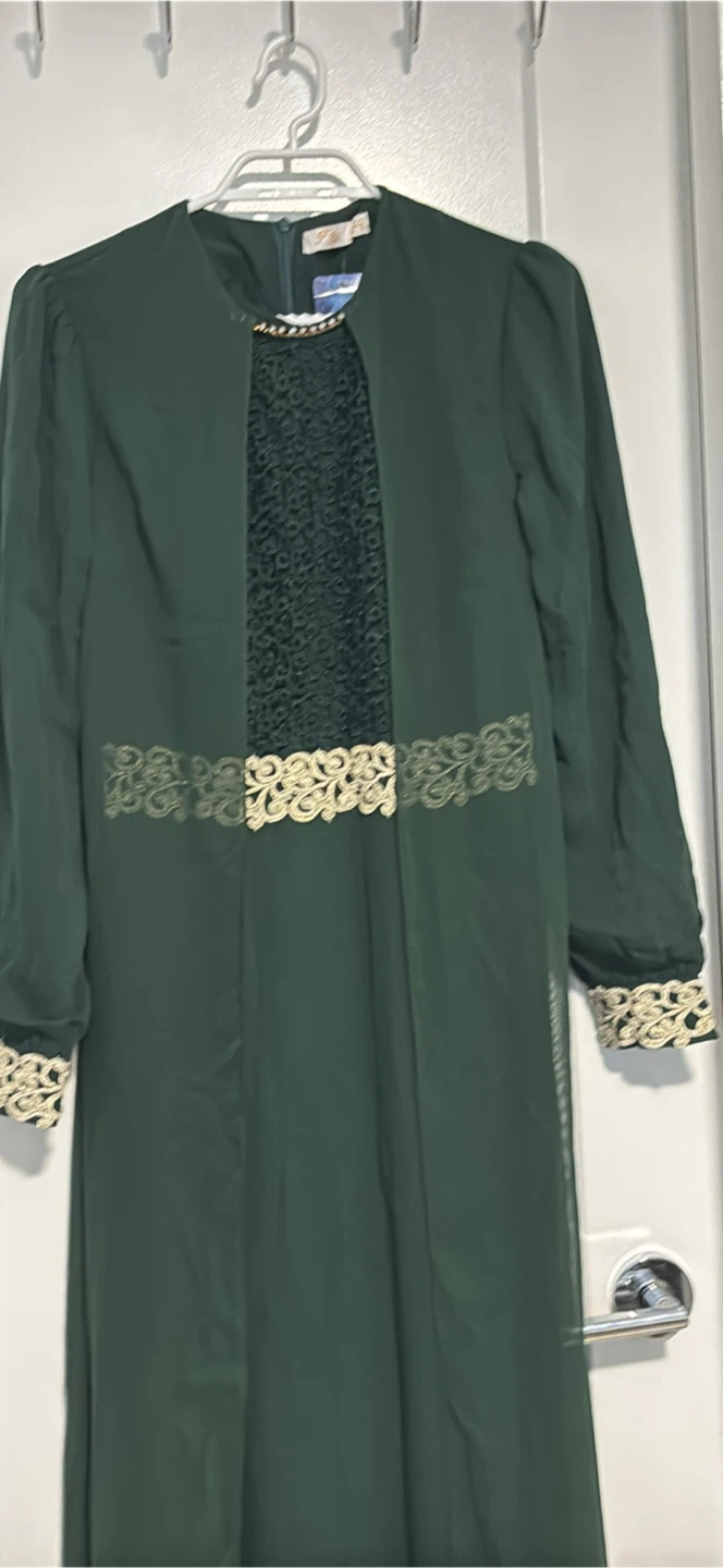 Green Sheer Overlay Dress with Lace Detail - photo 3