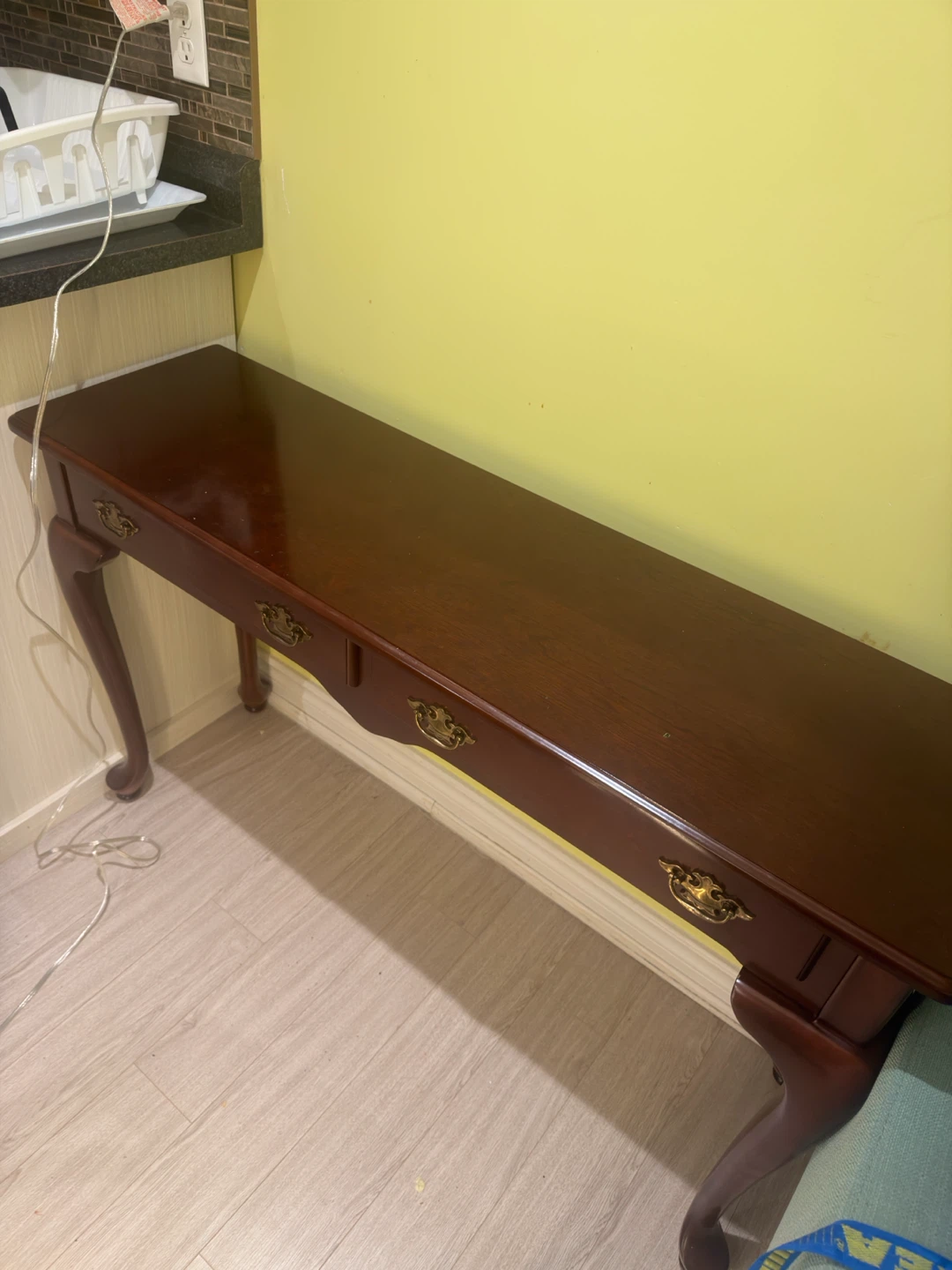 Dark Wood Console Table with Drawers - photo 2